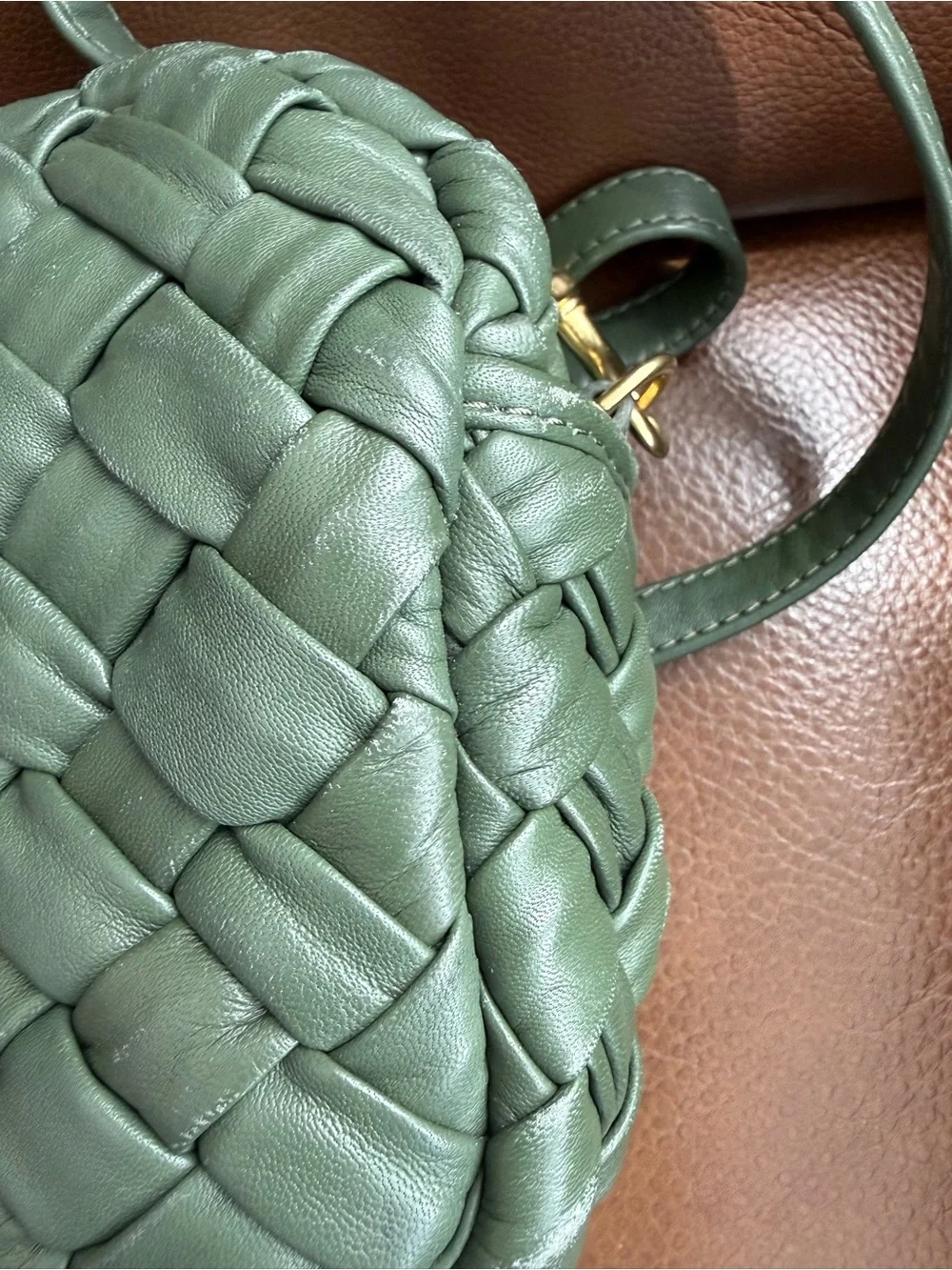 Clare V Army Midic Sac -Puffy Woven Leather